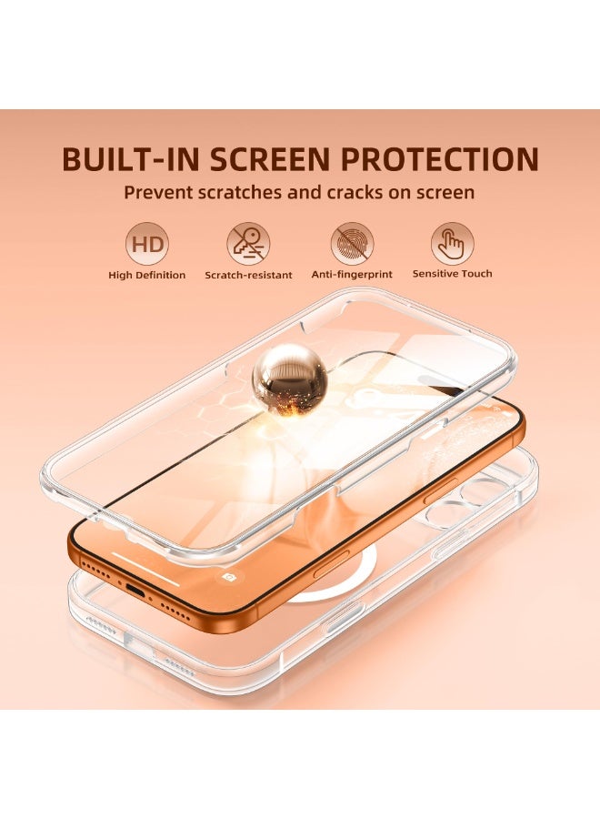 بيرفي جراب لآيفون 17 برو، متوافق مع ماج سيف، مع واقي شاشة زجاج مقوّى 9H مدمج وحماية للكاميرا، جراب شفاف مقاوم للصدمات بحماية كاملة للجسم لهاتف 17 برو مقاس 6.3 بوصة، شفاف - Image 4